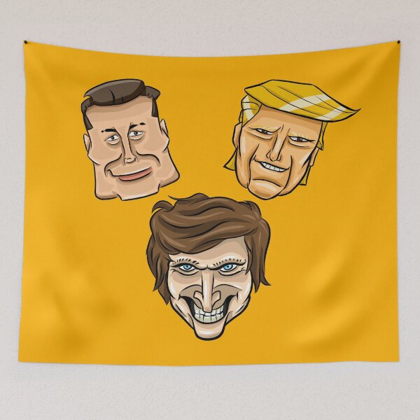 Item preview, Elon Musk, Javier Milei and Donald Trump - Trinidad Caricaturesca designed and sold by MechanicalART.