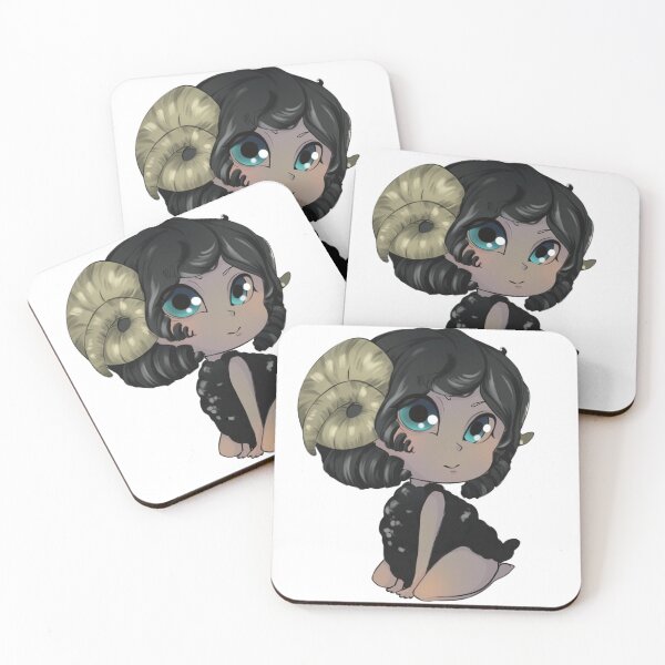 Aperçu de l'œuvre Fille d'anime Chibi noire Bélier en solo créée et vendue par Vapishop.