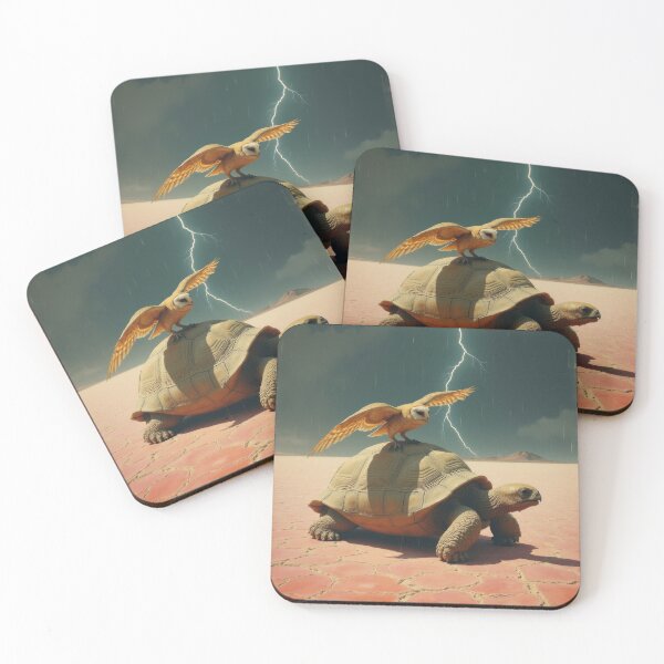 Item preview, Tortoise and Barn Owl designed and sold by HabitableMoons.