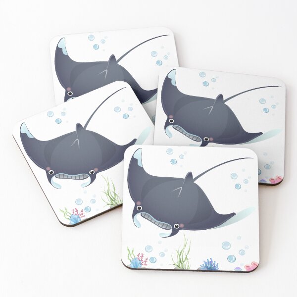 Item preview, Manta ray with bubbles and coral reef  designed and sold by LaUnArt.