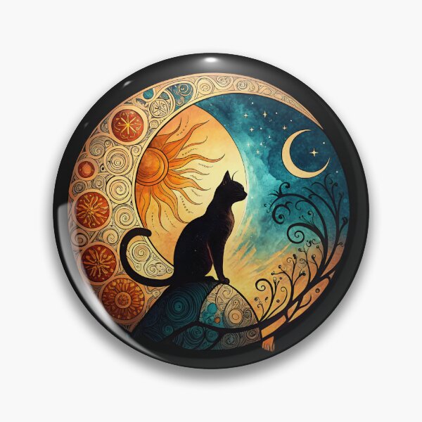 Item preview, Eclipse Cat moon and sun designed and sold by GogoGrove.