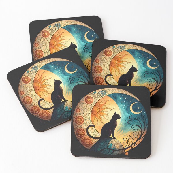 Item preview, Eclipse Cat moon and sun designed and sold by GogoGrove.