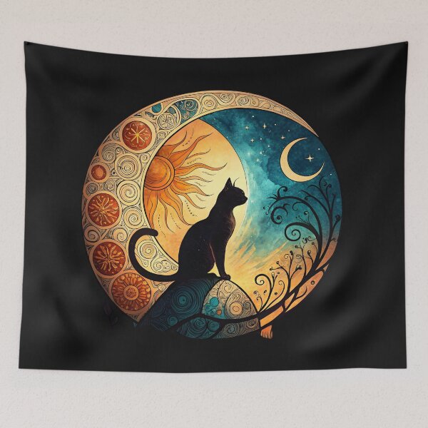 Artikelvorschau, Sonnenfinsternis Katze Mond und Sonne entworfen und verkauft von GogoGrove.