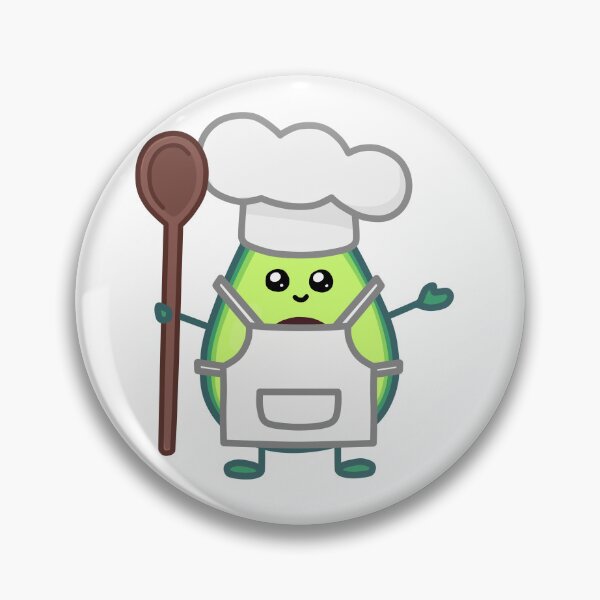Item preview, Avocado kawaii chef illustration with wooden spoon chef hat and apron designed and sold by ZerpaGiovanna.