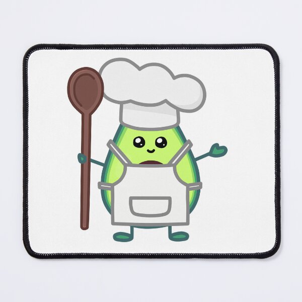 Item preview, Avocado kawaii chef illustration with wooden spoon chef hat and apron designed and sold by ZerpaGiovanna.