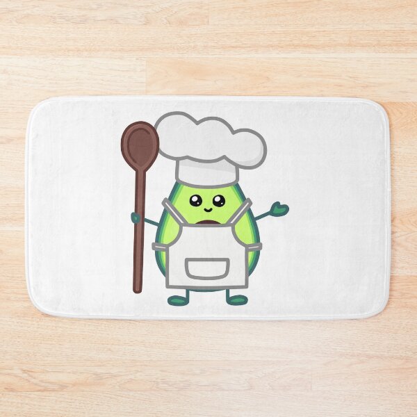 Item preview, Avocado kawaii chef illustration with wooden spoon chef hat and apron designed and sold by ZerpaGiovanna.