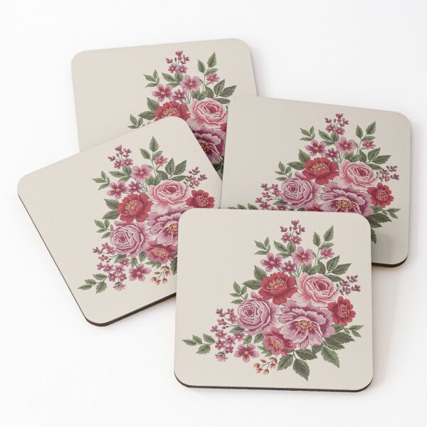Item preview, Vintage Cottage Red & Pink Flowers designed and sold by DaisyHouse.