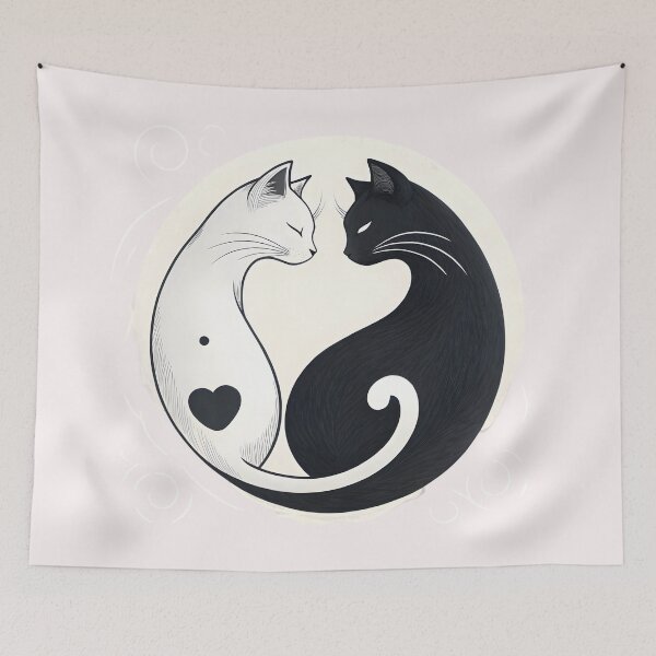 Item preview, black and white Yin-Yang Cats designed and sold by GogoGrove.