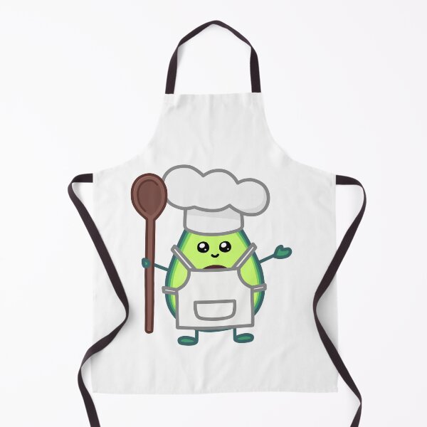 Item preview, Avocado kawaii chef illustration with wooden spoon chef hat and apron designed and sold by ZerpaGiovanna.