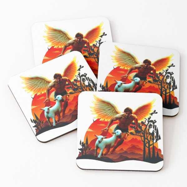 Item preview, Handsome Muscular Seraphim Angel Running With Lambs  designed and sold by DivineHaven.