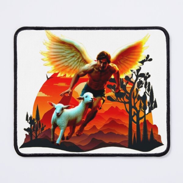Item preview, Handsome Muscular Seraphim Angel Running With Lambs designed and sold by DivineHaven.
