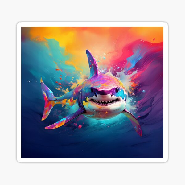 Item preview, Urban Abstract Graffiti Shark, Vibrant Street Art Ocean Design designed and sold by Phat Dog Designs .