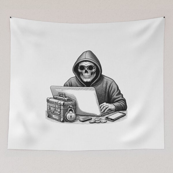 Item preview, Digital Espionage Masked Hacker at Work designed and sold by NTGUILTY.