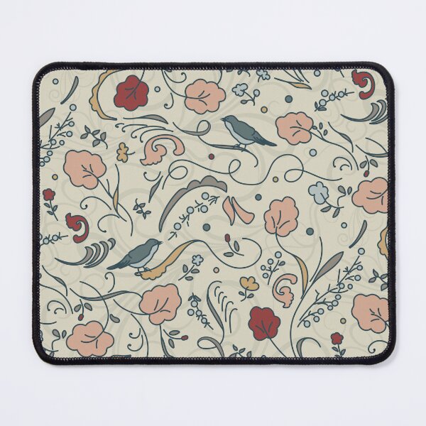Item preview, Blue Birds Floral Swirls Beige designed and sold by VintageStyle.
