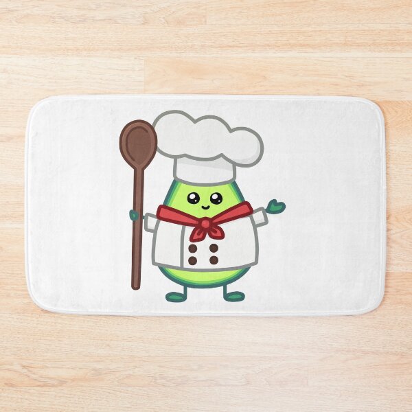 Item preview, Avocado kawaii chef illustration with wooden spoon chef hat designed and sold by ZerpaGiovanna.