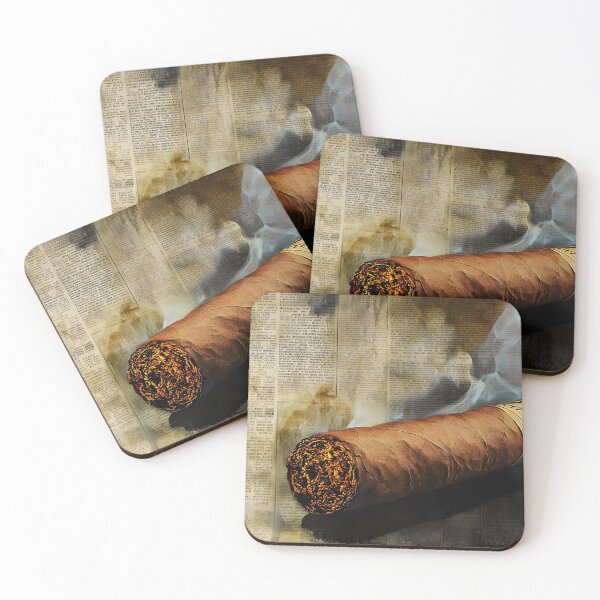 Item preview, Timeless Smoke - Finely Rolled Cigar with Gentle Wisp Against Aged Newspaper designed and sold by OlfactoART Studio.