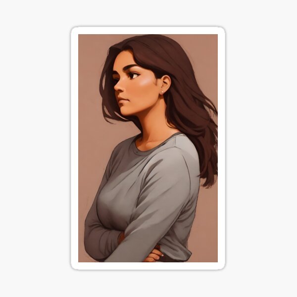 Item preview, Girl with somber and contemplative mood, Art Print designed and sold by Lezabound.