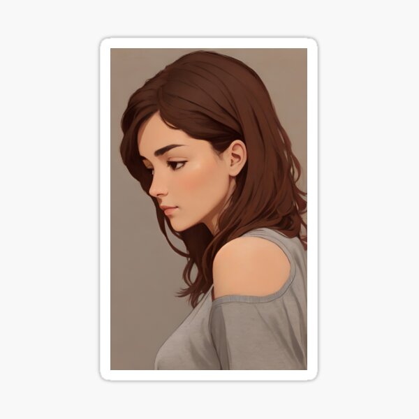 Item preview, Girl with calm and contemplative expression, Art Print designed and sold by Lezabound.