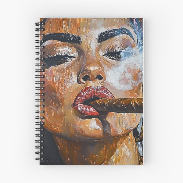 Item preview, Woman's Bold Allure - Cigar Aficionada with Headscarf and Striking Makeup Enjoying a Cigar designed and sold by OlfactoART Studio.