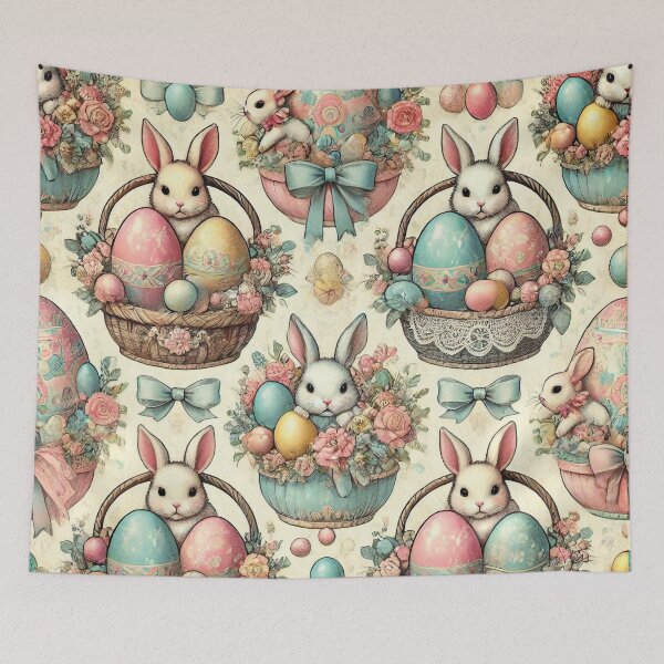 Item preview, Vintage Easter Bunnies & Lace Egg Pattern designed and sold by Baharaby.
