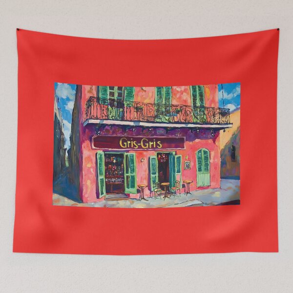 Item preview, Gris-Gris Charm in New Orleans - A Lively Street Scene with Inviting Cafe Vibes AI Generated Art designed and sold by OlfactoART Studio.