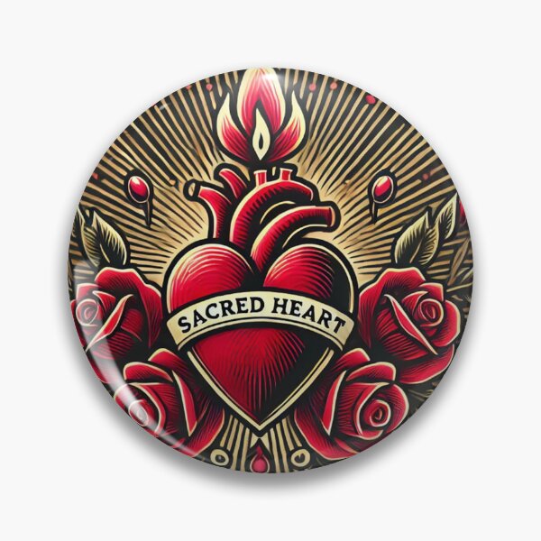 Item preview, Sacred Heart with Rays and Red Roses designed and sold by TinaSalazar.