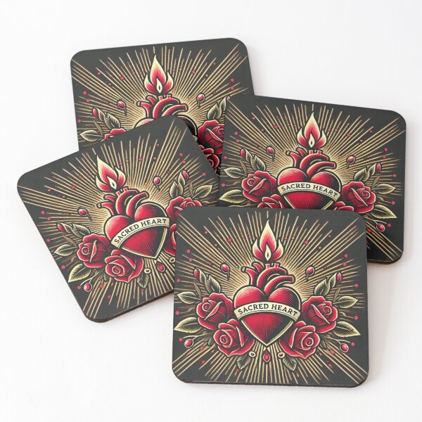 Item preview, Sacred Heart with Rays and Red Roses designed and sold by TinaSalazar.