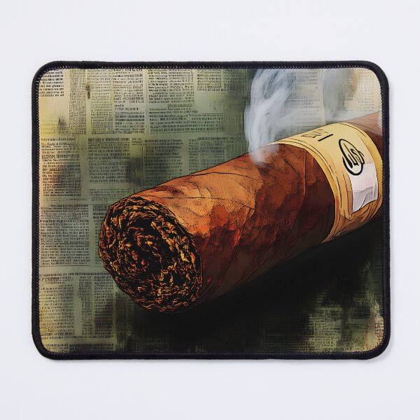 Item preview, Vintage Smoke - Large Cigar Resting on Old Newspaper with Timeless Elegance designed and sold by OlfactoART Studio.