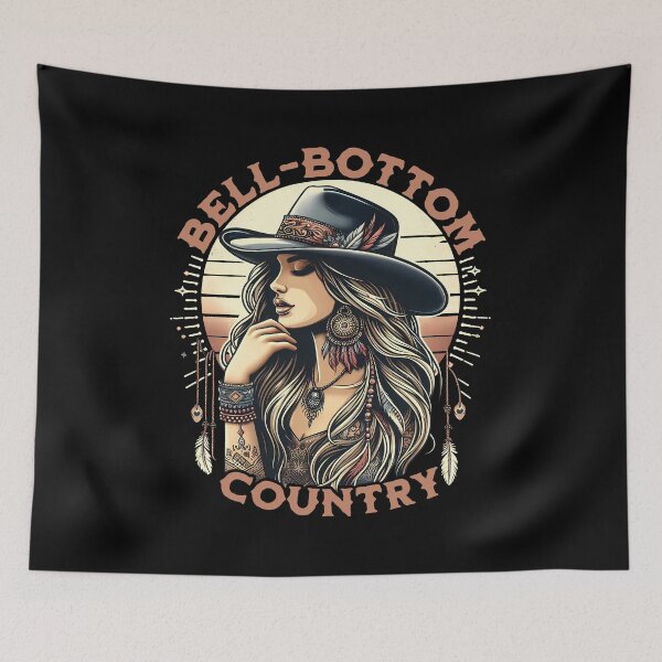 Item preview, Bell-Bottom Country Girl Top, Boho Chic Tee, Western, Women's Clothing, Floral Design T-Shirt designed and sold by CM2P.