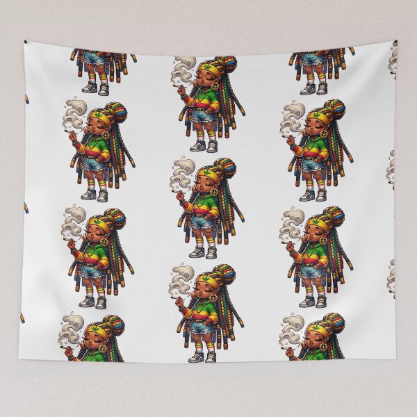 Aperçu de l'œuvre Fille jamaïcaine Stoner - Ambiance Rasta Reggae créée et vendue par Redblackman.