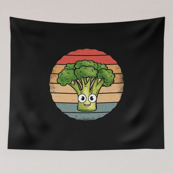Item preview, Cute Smiling Broccoli Retro Vintage Sunset designed and sold by CJC Designs.