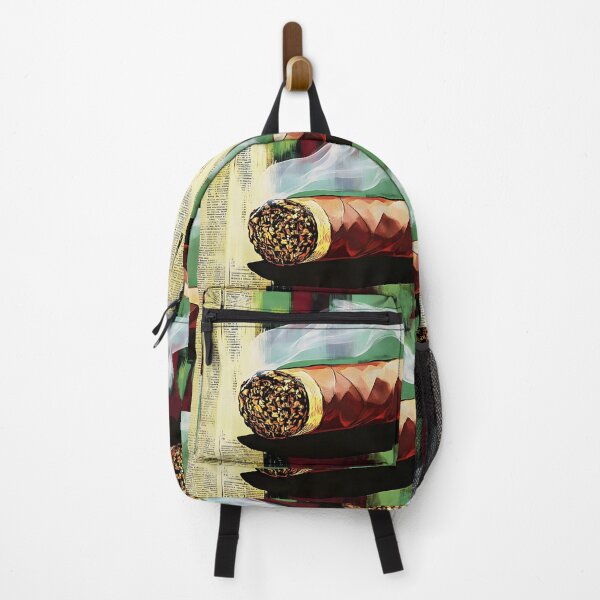 Item preview, Cigar Elegance - Large Detailed Cigar with Swirling Smoke and Intriguing Red and Green Background designed and sold by OlfactoART Studio.