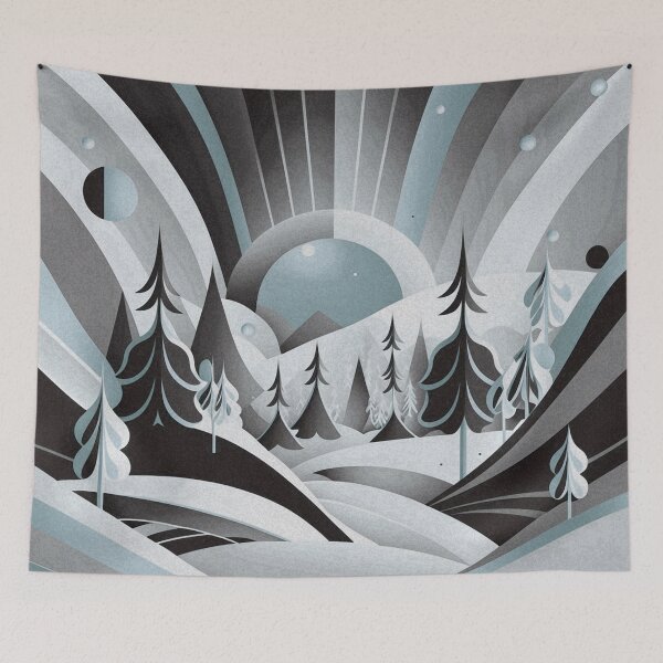 Item preview, Painting deco style winter forest designed and sold by fuzzyfox.