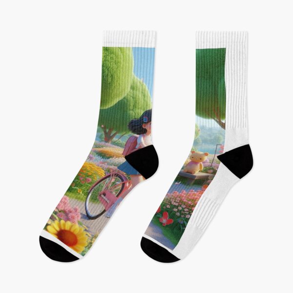Item preview, Girl Cycling Through Floral Garden  designed and sold by choder61.