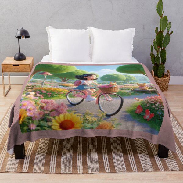 Item preview, Girl Cycling Through Floral Garden designed and sold by choder61.