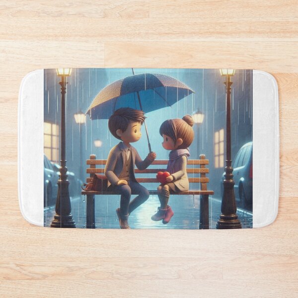 Item preview, Romantic Couple in the Rain with Umbrella – Love in the Storm designed and sold by choder61.