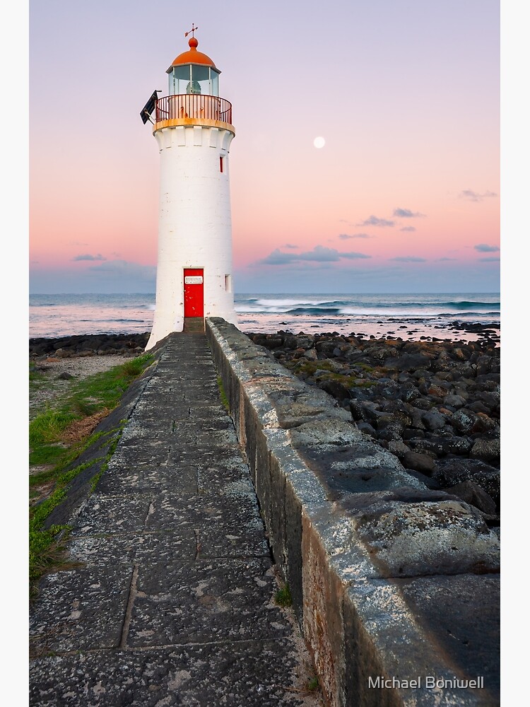 Thumbnail 3 of 3, Poster, Port Fairy Lighthouse Moonrise, Victoria, Australia designed and sold by Chockstone.