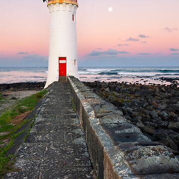 Artwork thumbnail, Port Fairy Lighthouse Moonrise, Victoria, Australia by Michael Boniwell