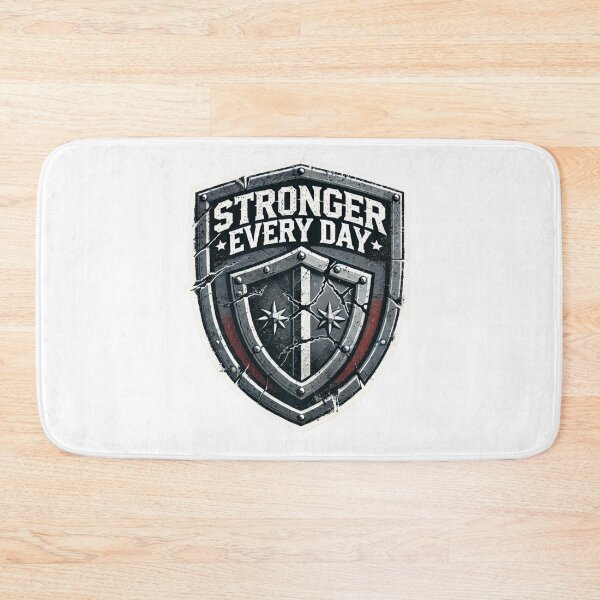 Item preview, Stronger Every Day - Battle-Worn Shield Motivational Sticker designed and sold by Rhykho Realm.