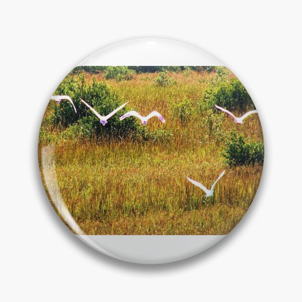 Item preview, Rosette Spoonbills Flying Off Shore designed and sold by The Cat Down the Road.