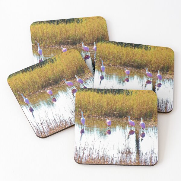 Item preview, Rosette Spoonbills Wading in the Water designed and sold by The Cat Down the Road.