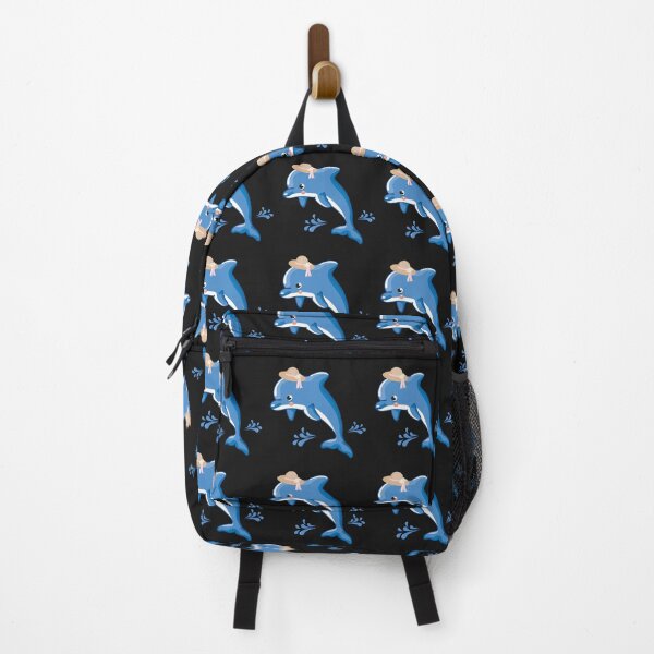 Item preview, Dolphin wearing a straw hat with stylized water splashes designed and sold by LaUnArt.