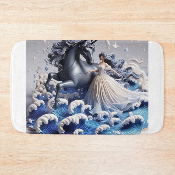 Item preview, Enchanting Unicorn and Maiden in Ocean Waves Art designed and sold by choder61.