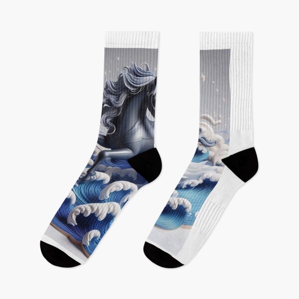 Item preview, Enchanting Unicorn and Maiden in Ocean Waves Art designed and sold by choder61.