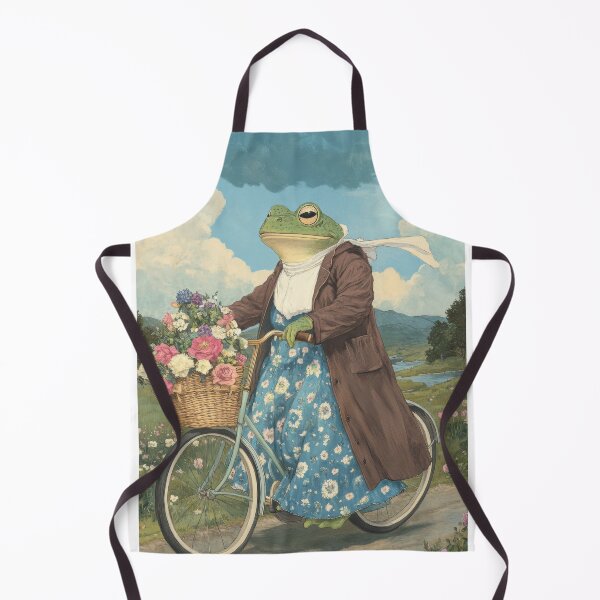 Item preview, Cottagecore Frog on a Bicycle – Whimsical Vintage Nature Art designed and sold by baucestudio.