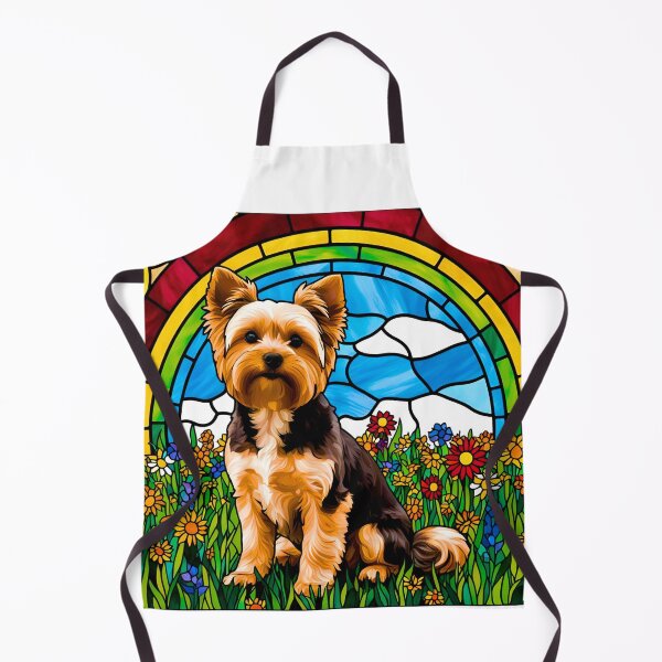 Item preview, Stained Glass Yorkipoo in a Gorgeous Wildflower Field designed and sold by Fredster1966.