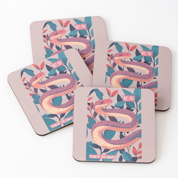 Item preview, Year Of The Snake 蛇年 Pink Snake With Floral Design designed and sold by GraTEEtude.