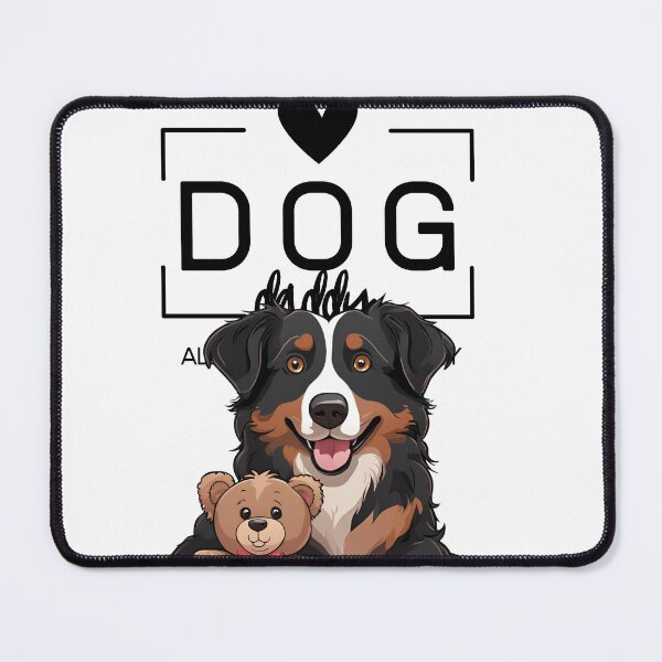 Item preview, Adorable Australian Shepherd with a Plush Teddy Bear – Cartoon Illustration designed and sold by GoodyPaws.