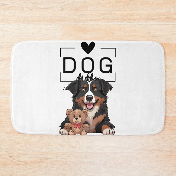 Item preview, Adorable Australian Shepherd with a Plush Teddy Bear – Cartoon Illustration designed and sold by GoodyPaws.