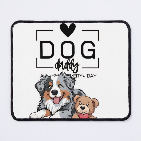 Item preview, Adorable Australian Shepherd with a Plush Teddy Bear – Cartoon Illustration designed and sold by GoodyPaws.